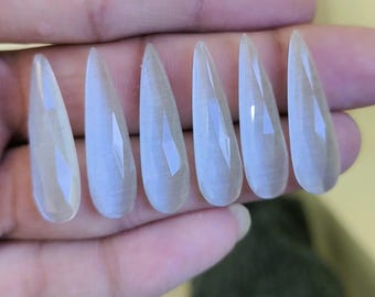 Pierres précieuses blanches Monalisa Rose taillées en forme de poire, faites à la main (8 x 30 mm)