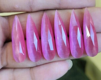 Pierres précieuses artisanales en forme de poire taillée en rose Monalisa (8 x 30 mm)