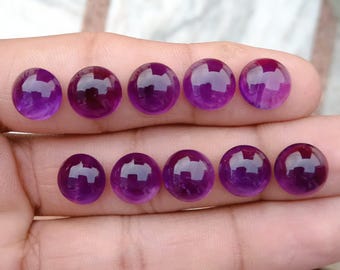 Natural Amethyst Smooth Cabochon Round Shape Handmade Loose Gemstones (10 MM)