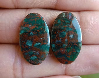 Natural Bloodstone Cabochons Oval Shape Handmade Loose Gemstones (22x13x4 MM)