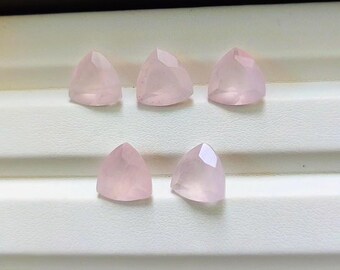 Rose Quartz Faceted Triangle Shape Handmade Loose Gemstones (10 MM)