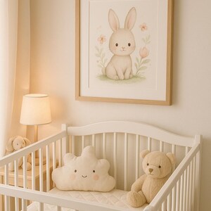 Cute Bunny Art Poster, Nursery Decor, Spring Decor, Easter Wall Art, Kids Room Decoration, Nature-Inspired Wall Art