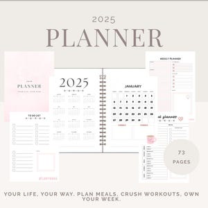 Girl Boss Planner – Digital Lady Boss Organiser | Pastel Pink Printable Planner with Monthly And Weekly Pages, Meal & Fitness Tracker