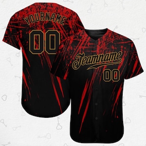 Individuelles Blood Splatter Baseball Trikot – Personalisiertes Horror Team Shirt – Halloween Streetwear
