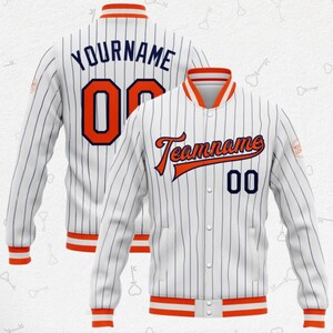 Personalized Varsity Jacket with Stripes – Custom Name & Number Baseball Gift