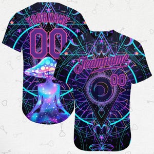 Psychedelic Galaxy Shirt – Custom Name Trippy Tee – Space Mushroom Neon Art Shirt for Raves & Festivals