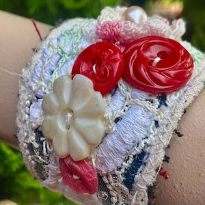 Fabric wrist cuff scattered flowers