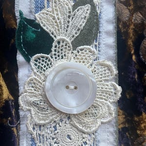 fabric wrist cuff bracelet romantic ivory floral