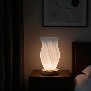 High-End Cream Retro Lamp with Vase | Remote-Controlled Night Light | Stylish Table Lamp for Study or Bedroom | Soft Mood Lighting