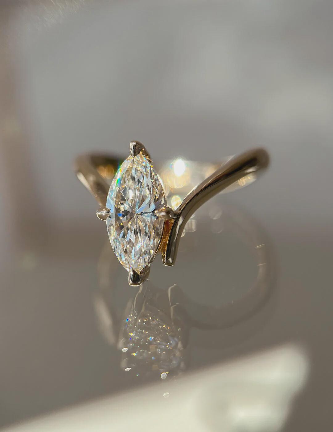1.5ct Classic Solitaire Marquise Cut Lab Grown Diamond Ring |E VVS2 ...