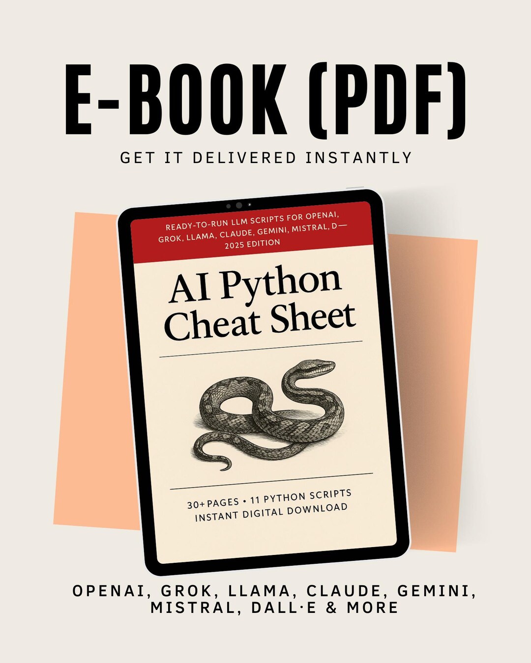E-book | Python AI Cheat Sheet: 11 LLM Scripts Included (digital ...