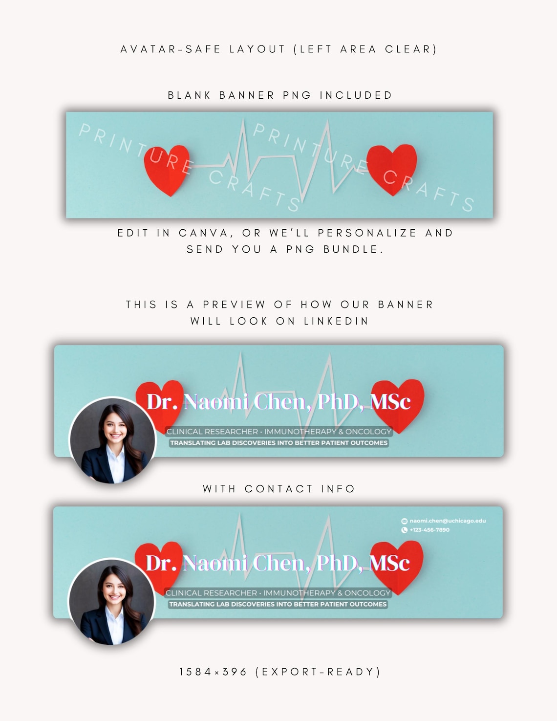 Healthcare Professional Linkedin Banner Bundle - 8 Customizable ...