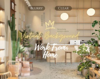 Zoom Background: Cafe with Plants | Virtual Backgrounds for Zoom, MS Teams, Google Meet, Video Conferences, Streaming