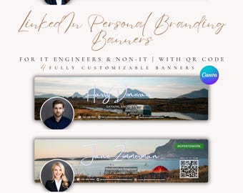 LinkedIn Banner: The Camper | Canva Template | Open to Work | Professional Profile Branding Bundle with Corporate Header and CV Backdrop