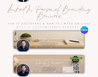 LinkedIn Banner Canva Template Open to Work | Professional Profile Branding Bundle with Corporate Header and CV Backdrop