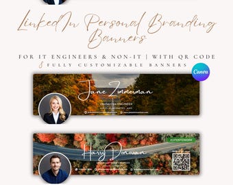 Fall LinkedIn Banner Canva Template | Open to Work | Professional Profile Branding Bundle with Corporate Header and CV Backdrop
