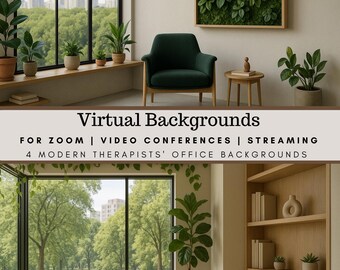 Modern Therapists' Psychologists’ Office Zoom Background | Virtual Backgrounds for Zoom, MS Teams, Google Meet, Video Conferences, Streaming