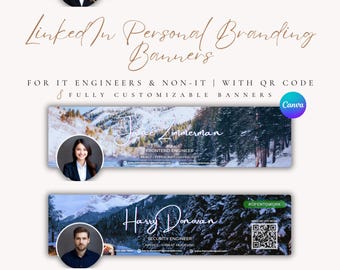 Winter LinkedIn Banner Canva Template | Open to Work | Professional Profile Branding Bundle with Corporate Header and CV Backdrop