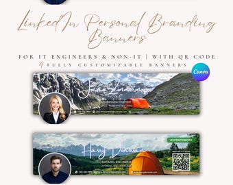 LinkedIn Banner: The Camping | Canva Template | Open to Work | Professional Profile Branding Bundle with Corporate Header and CV Backdrop