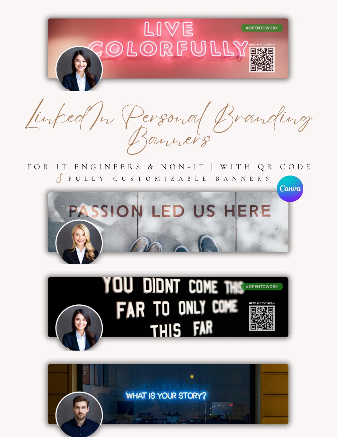 Motivational Linkedin Banner Canva Template | Open to Work ...