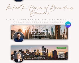 NYC LinkedIn Banner Canva Template Open to Work | Professional Profile Branding Bundle with Corporate Header and CV Backdrop