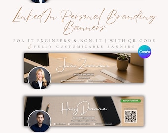LinkedIn Banner Canva Template Open to Work | Professional Profile Branding Bundle with Corporate Header and CV Backdrop