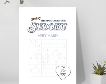 SUDOKU VERY HARD_Vol.007 | 30 Puzzles | A4 Size | Printable Sudoku Single Puzzle Book | Digital Download PDF | Blank Grid Sheets Template