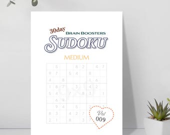 SUDOKU MEDIUM_Vol.009 | 30パズル | A4サイズ | 印刷可能な数独シングルパズルブック | デジタルダウンロードPDF | 空白のグリッドシート（テンプレート）