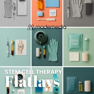 Stammzelltherapie Flat Lay Bundle | Regenerative Medizin Canva Vorlagen | PRP Marketing Bilder für Praxen & Medspas
