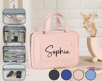 Custom Hanging Makeup Bag,Travel Toiletry Bag,Bridesmaid Makeup Bag,Cosmetic Bag with Name,Bachelorette Party,Wedding Gift for Bridesmaid