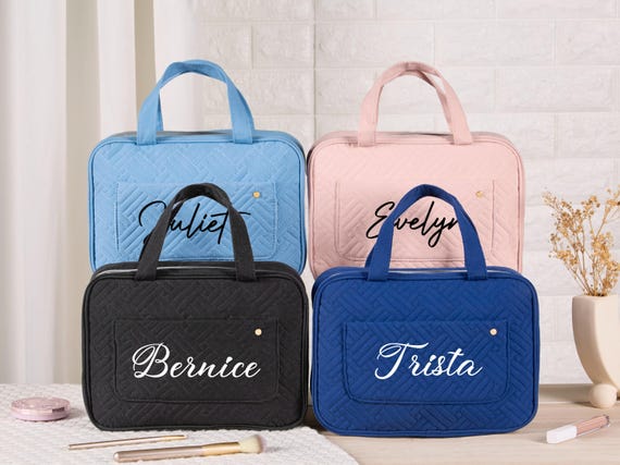Personalized Expandable and Foldable Toiletry Bag,Large Capacity Travel Cosmetic Bag,Wedding Makeup Bag,Bridal Shower Gift,Gift for Woman