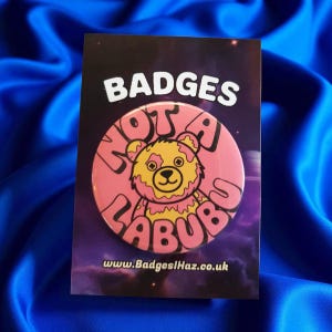 Not a Labubu Badge, Handbag Ornaments, Accessory for Bags, Jackets & Hats, Size 58mm or 25mm