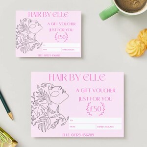 Pink Hair/Beauty Gift Voucher | Digital Template | Feminine | Turquoise | Teal | Elegant | Template