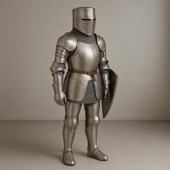 Full Medieval Knight Armor Suit: Wearable High-Carbon Steel, Includes Shield