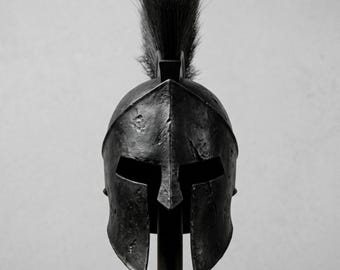 Black Finish Spartan Helmet | Corinthian Greek Warrior Replica (Medieval Display)