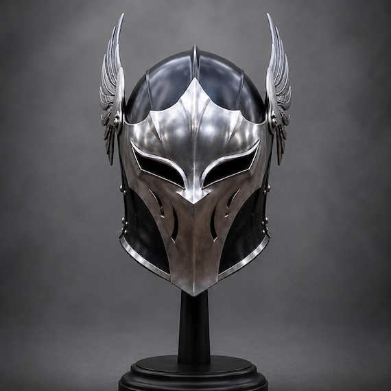 Winged Knight Helmet, Fantasy Warrior Headpiece, Medieval Armor Replica, Valkyrie Helm, LARP Accessory
