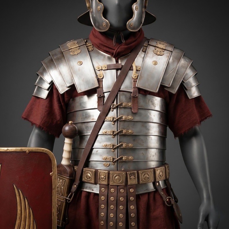 Roman Legionary Armor Set | Steel Lorica Segmentata, Gallic Helmet ...