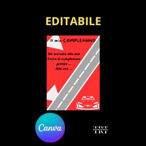 INVITO festa di COMPLEANNO AUTO, per ragazzi e bambino - invito digitale, invito stampabile, whatsapp, social, editabile template Canva