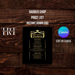 Vintage Barber Shop Price List Menu | Old School Haircut Poster | Editable Canva Template | Instagram Story & Printable