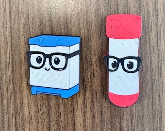 Juego de imanes para laboratorio de microbiología: cartucho PCR y tubo UTM - Decoración científica divertida