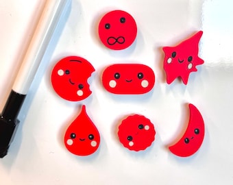 Juego de 7 imanes de glóbulos rojos: regalo de hematología para técnicos de laboratorio