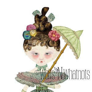 Petranella * 1830&#39;s Fashion * Articulated Paper Doll * Sweet Puppy Dog Pippa * Printable Collage Sheets * Instant Download