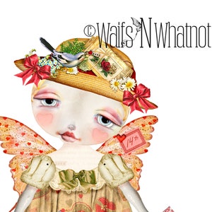 San Valentino * Stravagante * Fata * Bambola di carta articolata * Zucchero * Grungy * Shabby Sweet * Carino * 3 fogli collage scaricabili
