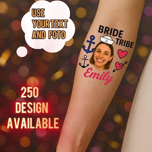 Personalized Bride Face Temporary Tattoo: Bachelorette Party Favor