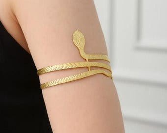 Gold Schlange Arm Manschette Armband, Minimalist verstellbaren oberen Armreif, Strand Schmuck