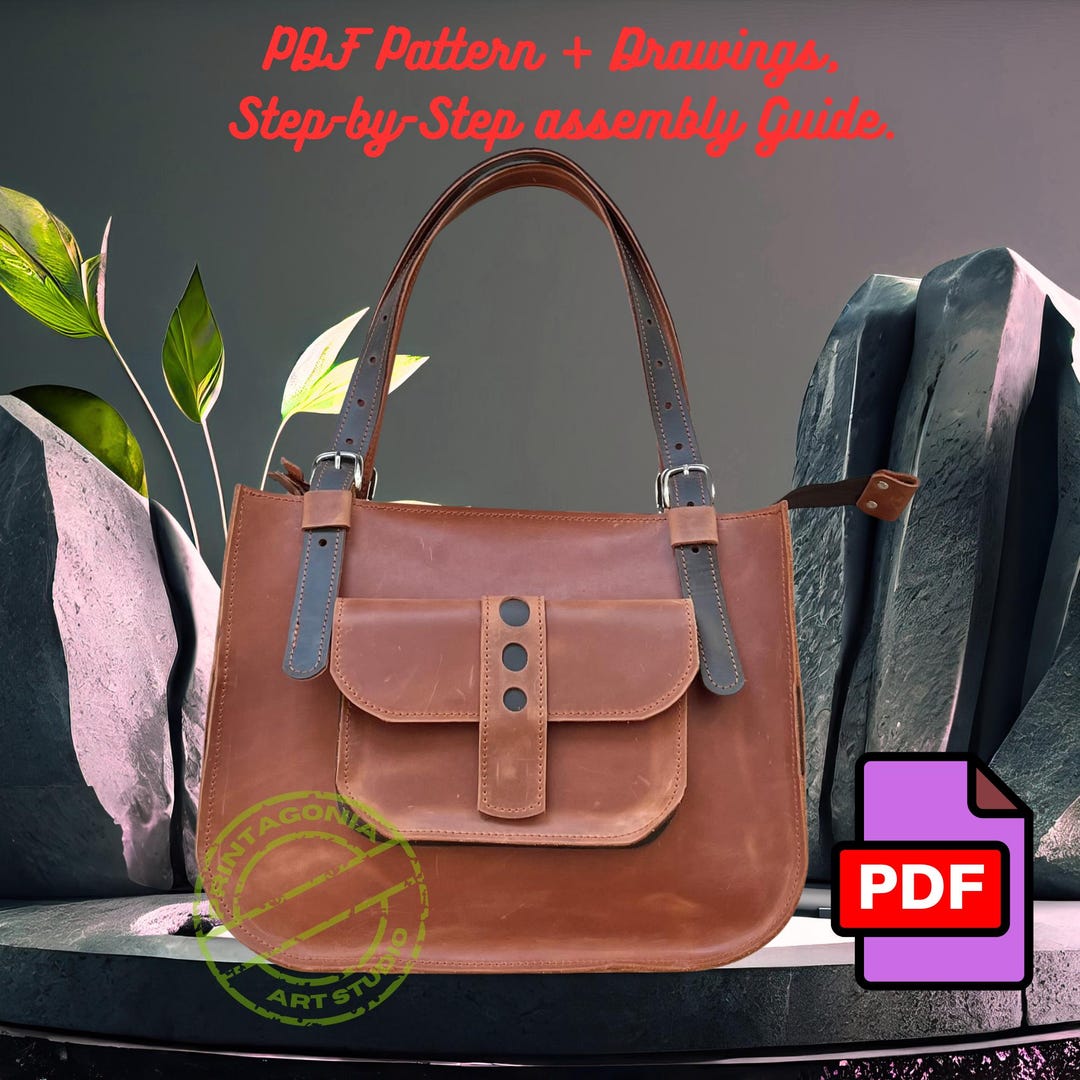 Leather Tote Bag Sewing Pattern | DIY Shopper Handbag Template (PDF ...