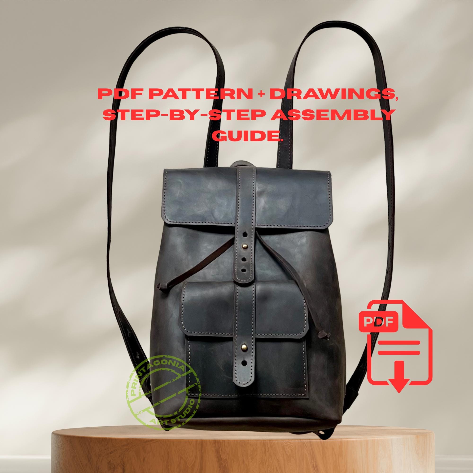 Leather Backpack Sewing Pattern | DIY Rucksack PDF Template - Etsy