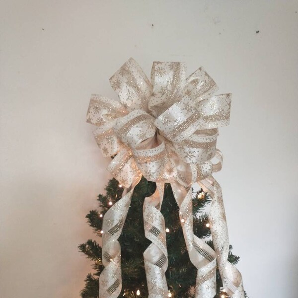 Christmas Tree Topper Bow Etsy