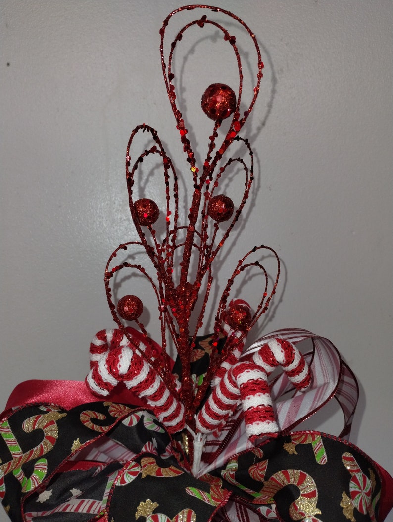 Large Christmas Bow, Tree Topper, Red Bow, Candy Bow, Tree Top Bow