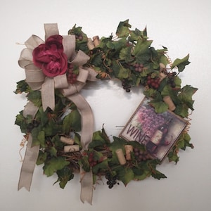 Wine Cork Wreath, Wine Wreath, Grape Wreath, Cork Wreath, Vineyard Wreath, Grapevine Wreath, Everyday Wreath, Winery Wreath, Kitchen Wreath